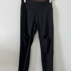 ZYIA Black Ripped Front Leggings Size 2
